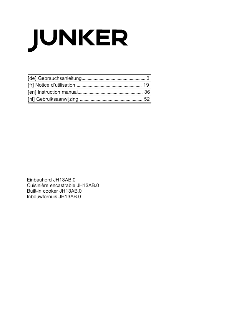 Page n°1 - Manuel utilisateur Junker JH13AB50