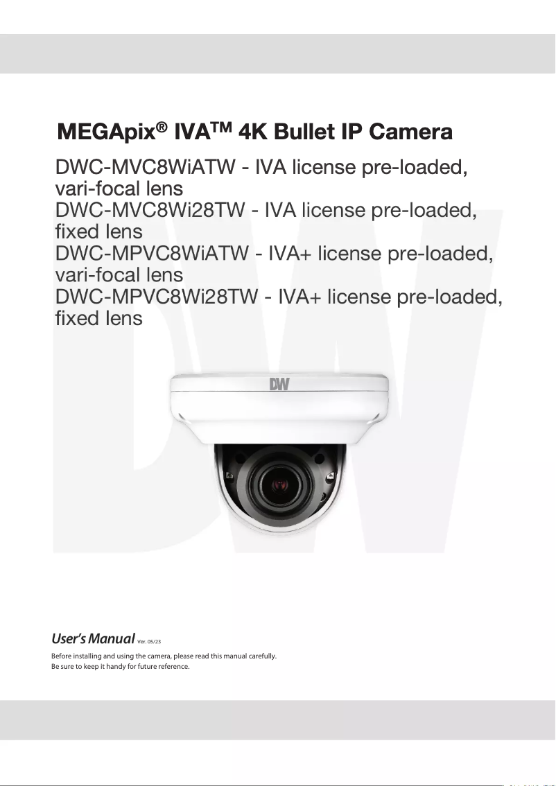 Page n°1 - Manuel utilisateur Digital Watchdog MegaPix DWC-MV84WIA