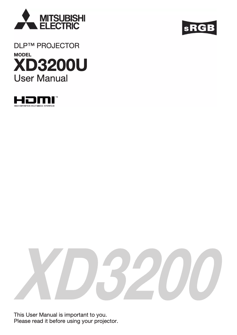 Image de la première page du manuel de l'appareil XD3200U