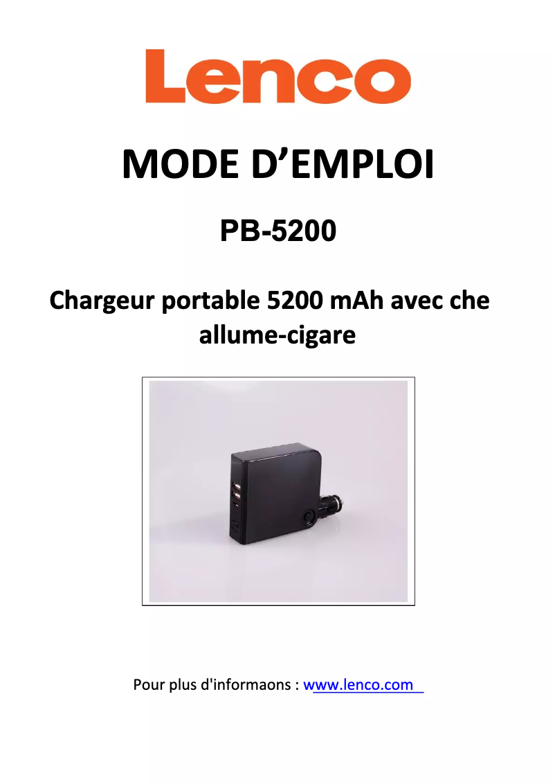 Página 1 del manual Manual de usuario Lenco PB-5200