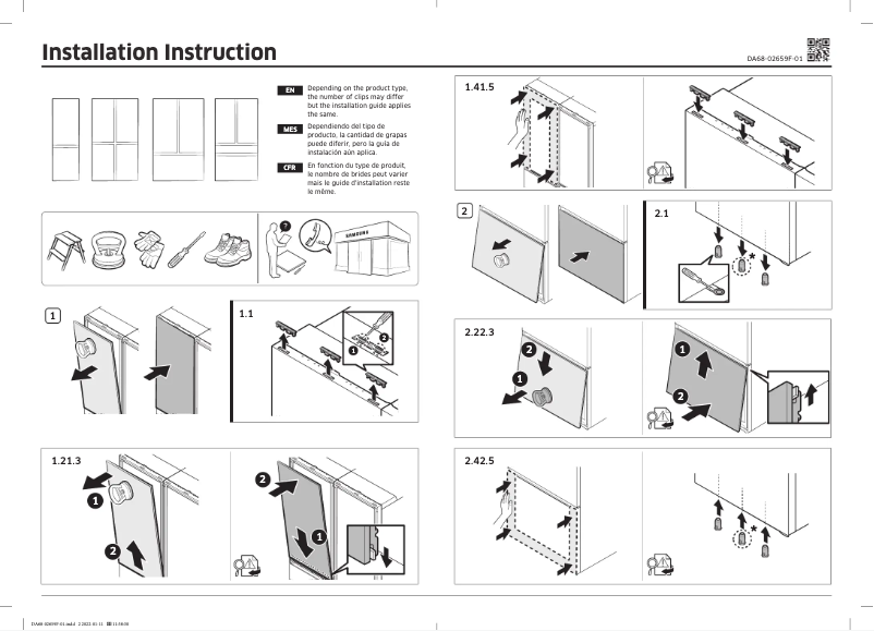Page 1 de la notice Guide d'installation Samsung RF30BB69006M