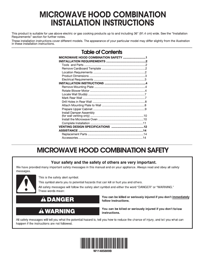 Page n°1 - Manuel utilisateur Maytag UMV1160CB
