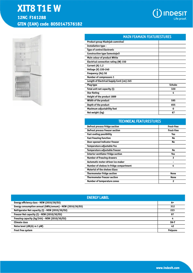 Image de la première page du manuel de l'appareil XIT8 T1E W