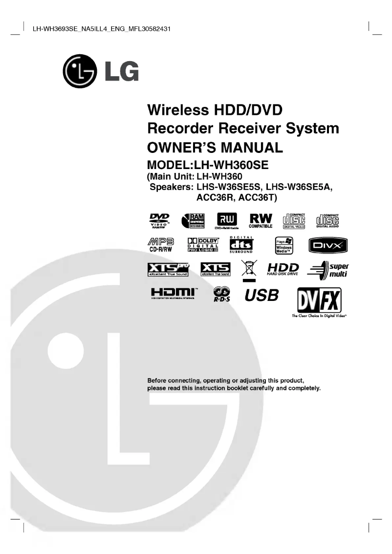 Image de la première page du manuel de l'appareil LH-WH360SE