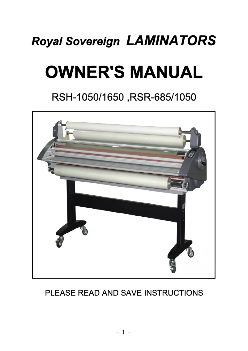 Page n°1 - Manuel utilisateur Royal Sovereign RSR-685