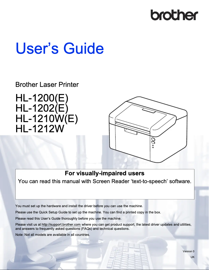 Image de la première page du manuel de l'appareil HL-1222WE
