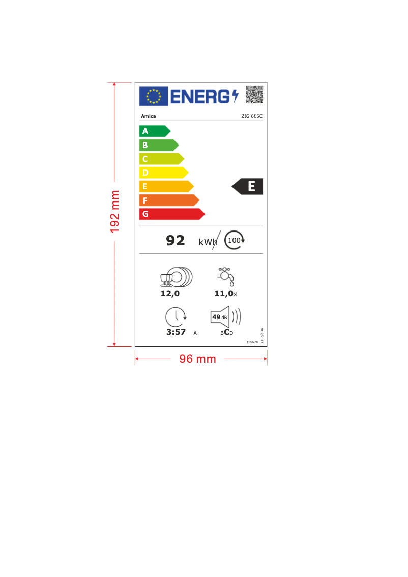 Página 1 del manual Etiqueta energética Amica ZIG 665C