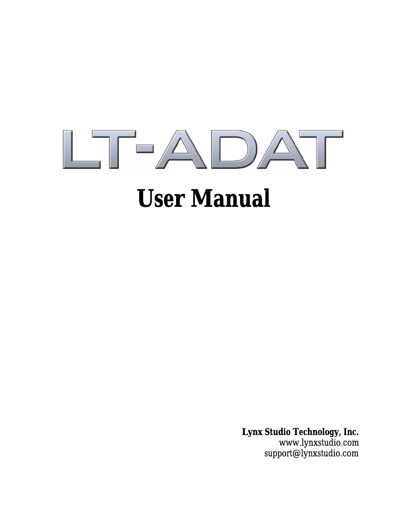 Page n°1 - Manuel utilisateur Lynx LT-ADAT
