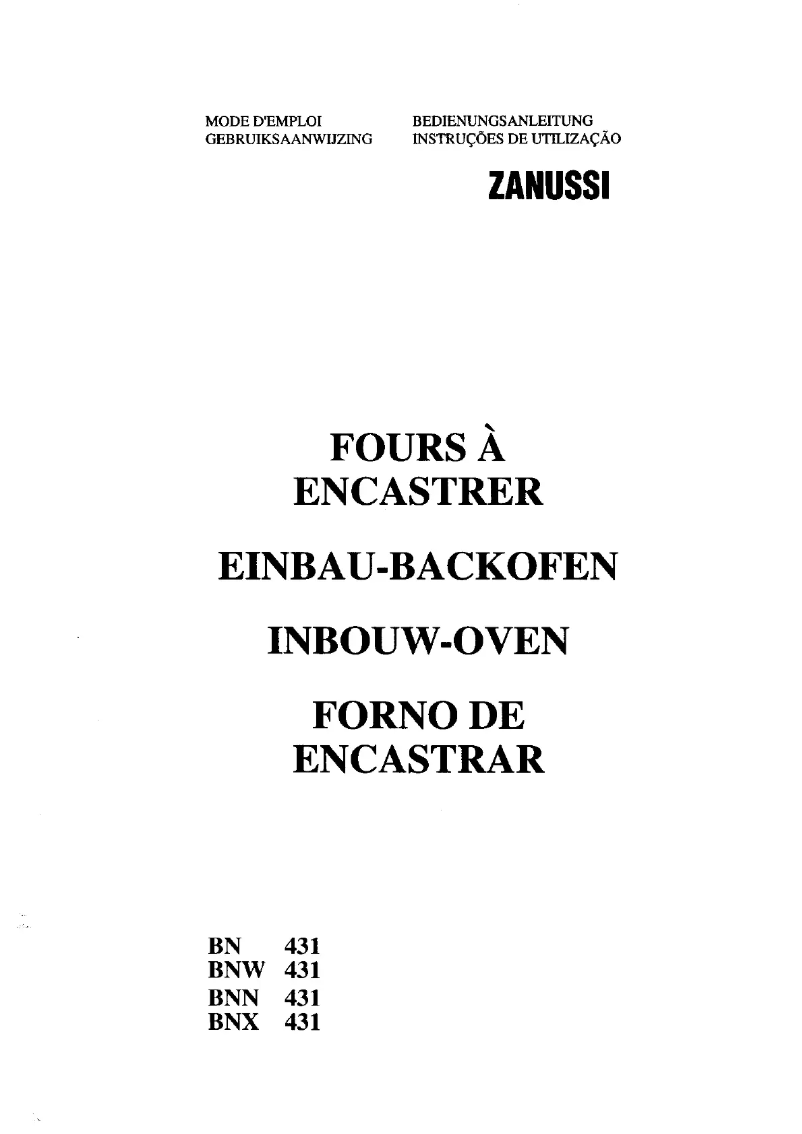 Page 1 de la notice Manuel utilisateur Zanussi BN 431 BNW