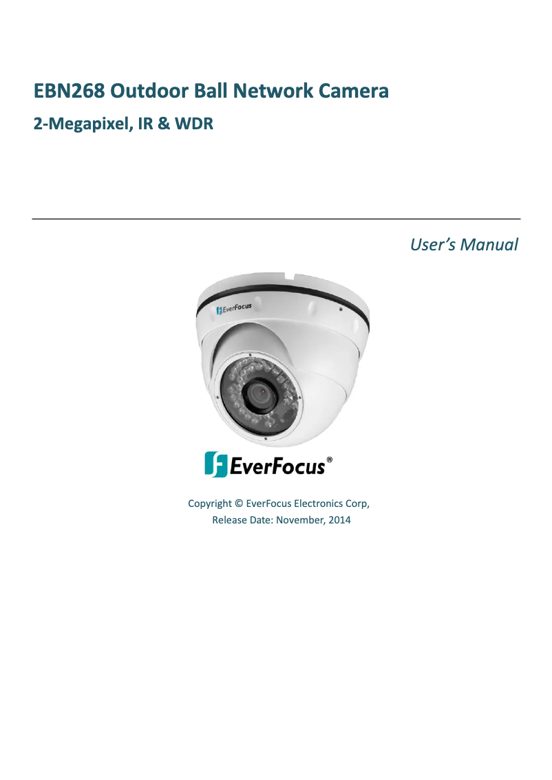 Page 1 de la notice Manuel utilisateur EverFocus EBN268/3