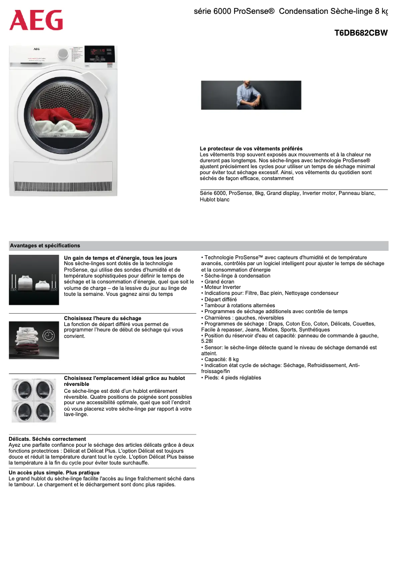 Página 1 del manual Ficha técnica AEG T6DB682CBW
