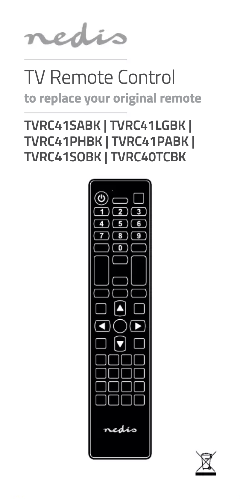 Page 1 de la notice Manuel utilisateur Nedis TVRC40TCBK