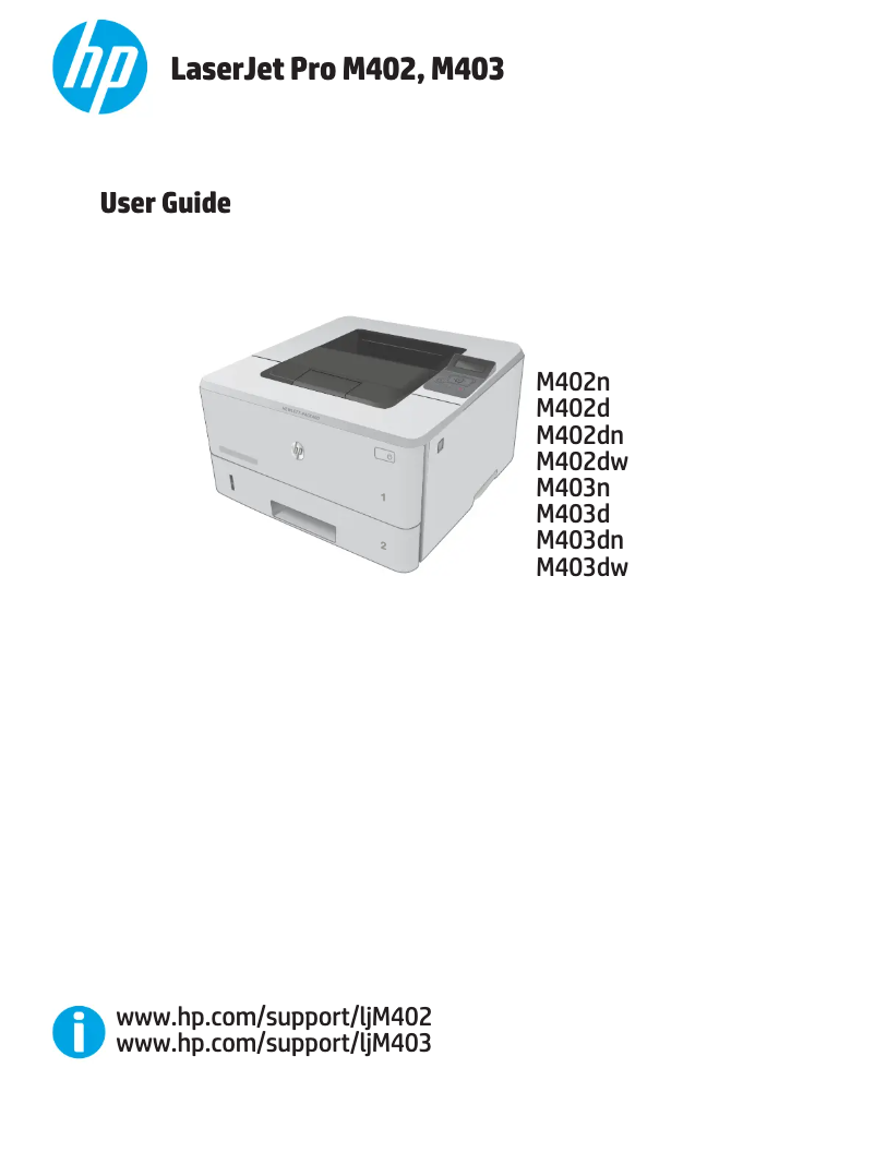 Image de la première page du manuel de l'appareil LaserJet Pro M402n