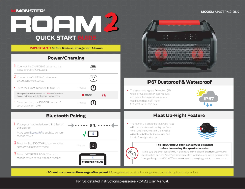 Page 1 de la notice Guide de démarrage rapide Monster Roam 2