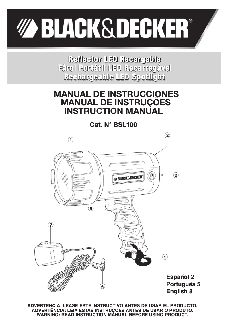 Page 1 de la notice Manuel utilisateur Black & Decker BSL100