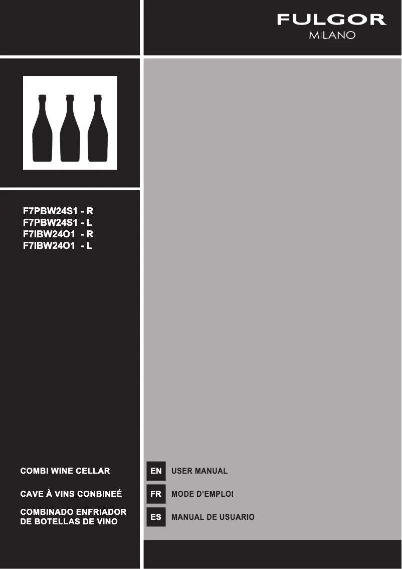 Page 1 de la notice Manuel utilisateur Fulgor Milano F7PBW24S1-L