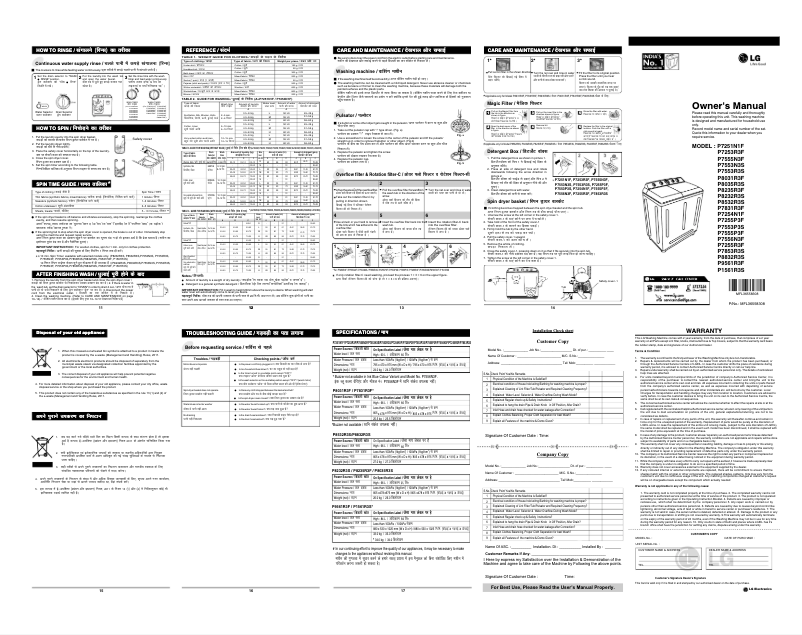 Page 1 de la notice Manuel utilisateur LG P1561R3S