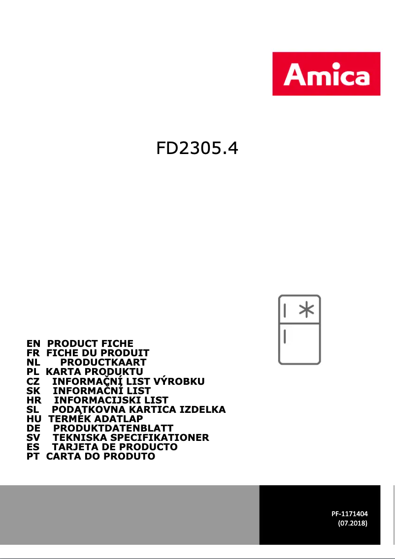 Page n°1 - Manuel utilisateur Amica FD2305.4