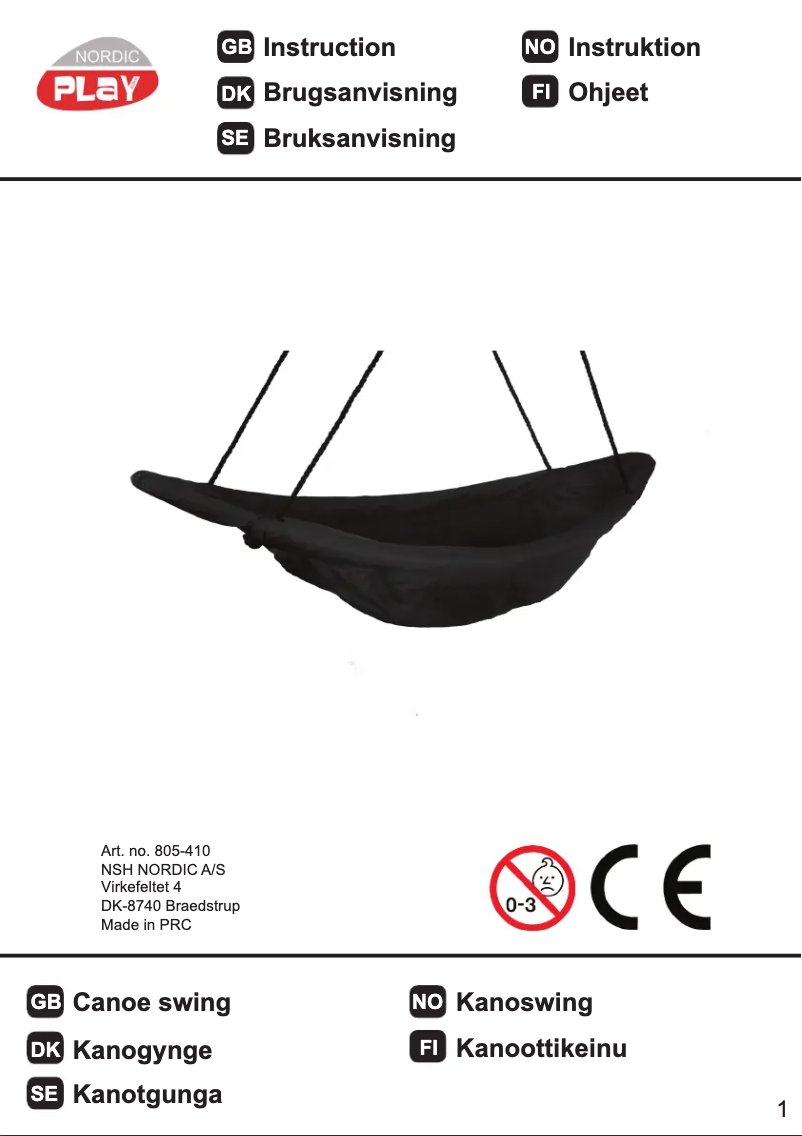Page n°1 - Manuel utilisateur Nordic Play 805-410