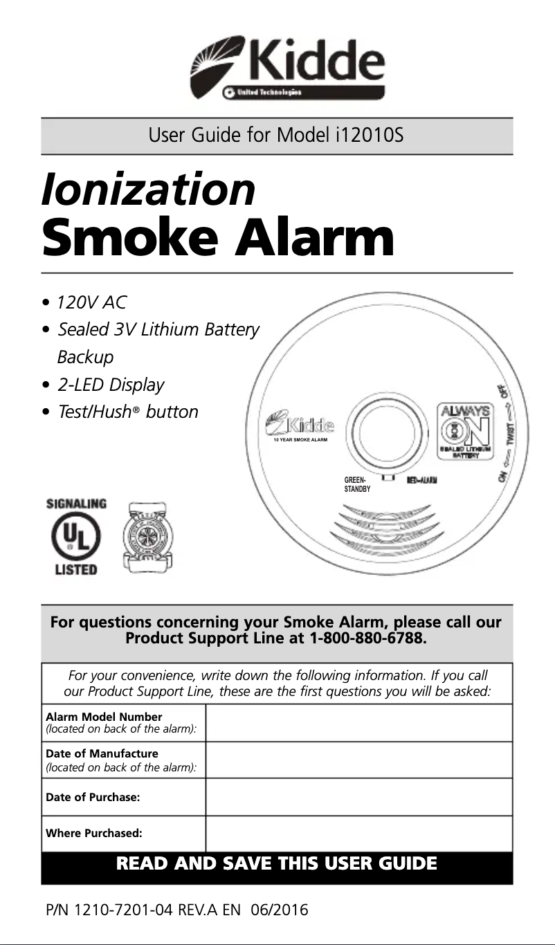 Page n°1 - Manuel utilisateur Kidde i12010S