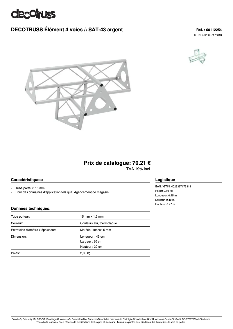 Page n°1 - Fiche technique Decotruss SAT 43