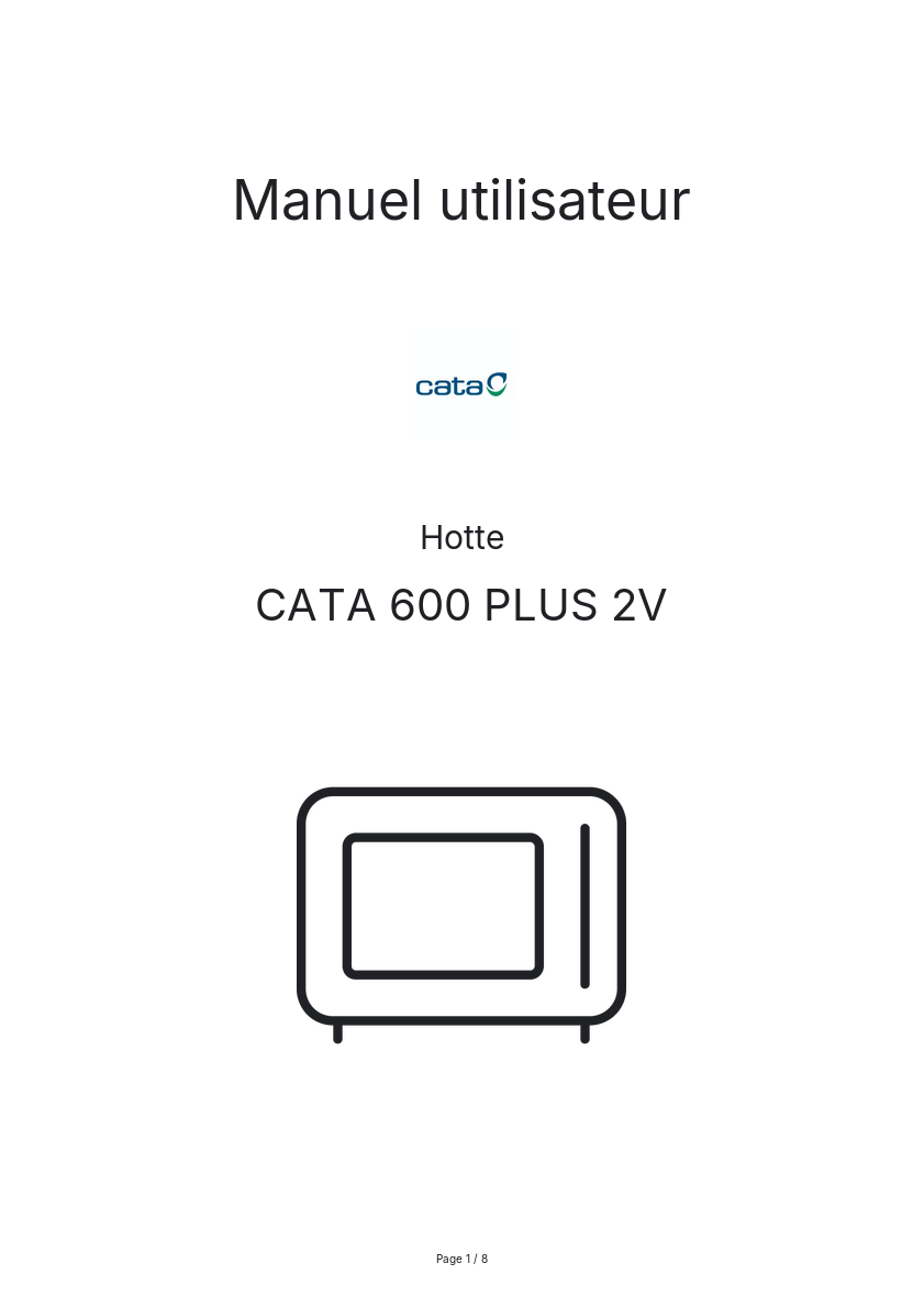 Page n°1 - Manuel utilisateur CATA 600 PLUS 2V