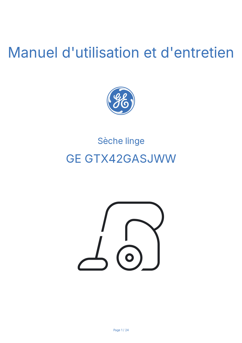 Image de la première page du manuel de l'appareil GTX42GASJWW