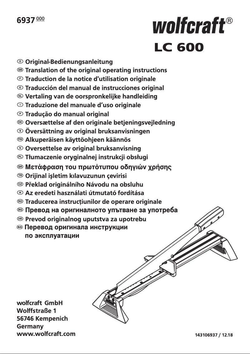 Page 1 de la notice Manuel utilisateur Wolfcraft LC 600