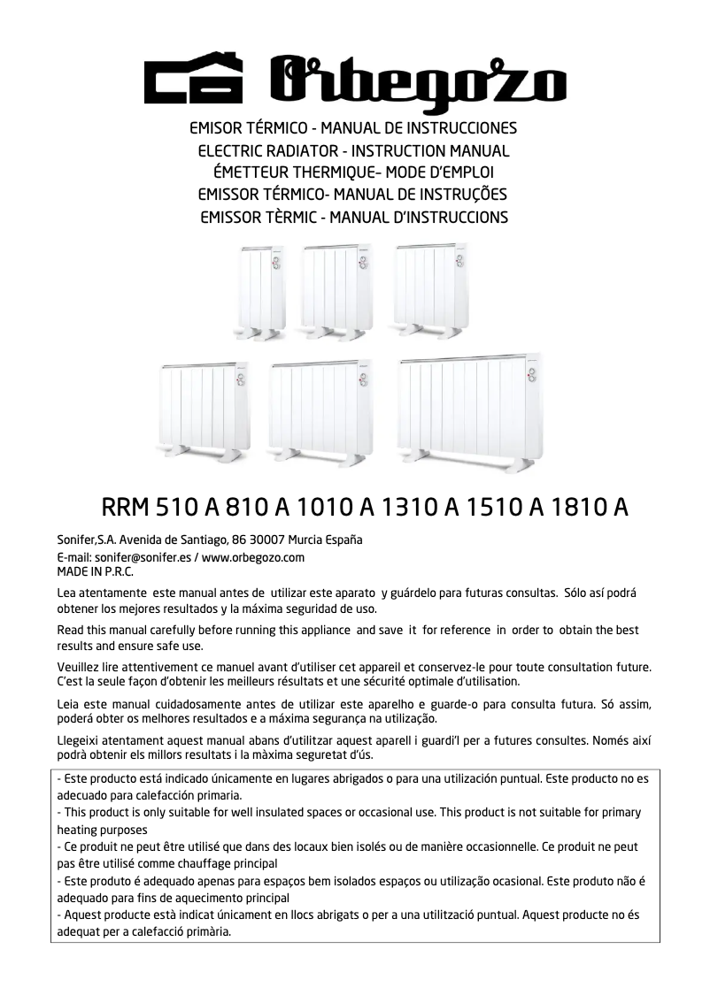 Page n°1 - Manuel utilisateur Orbegozo RRM 810