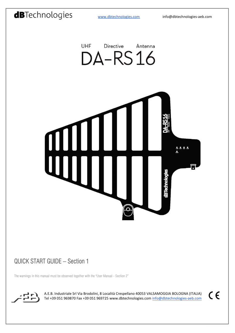 Page n°1 - Manuel utilisateur DB Technologies DA-RS16