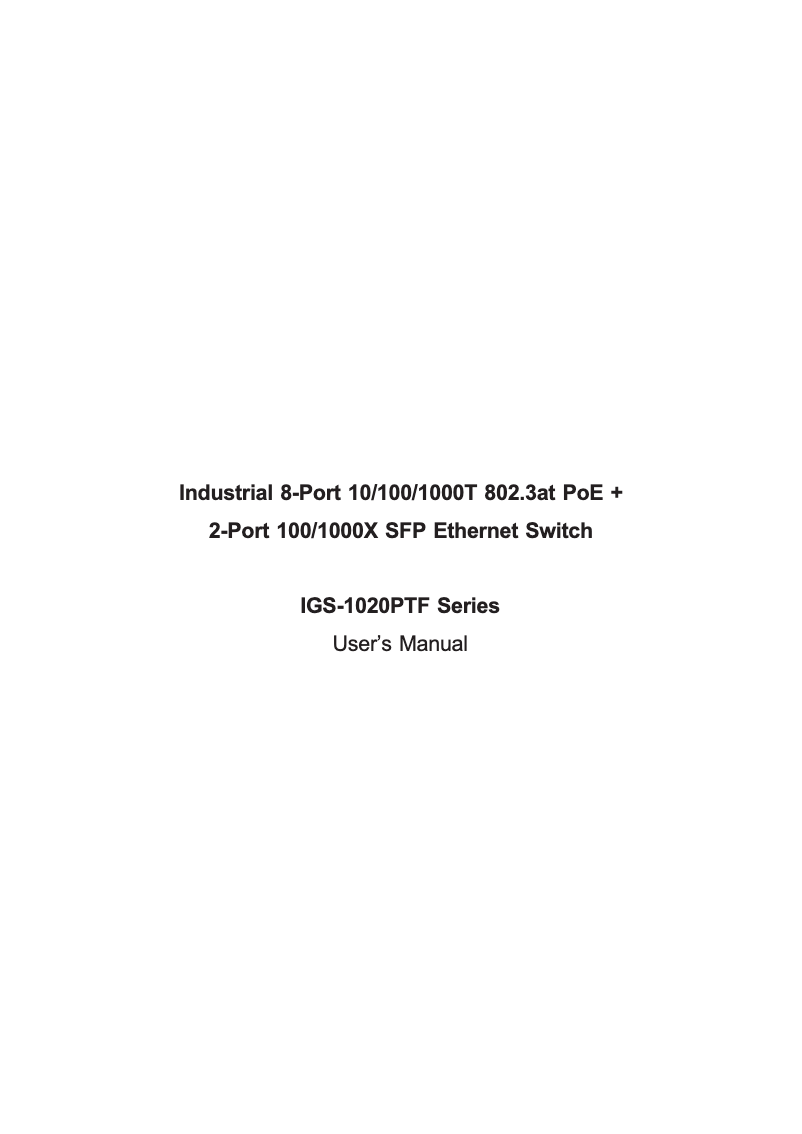 Page 1 de la notice Manuel utilisateur Planet IGS-1020PTF-12V