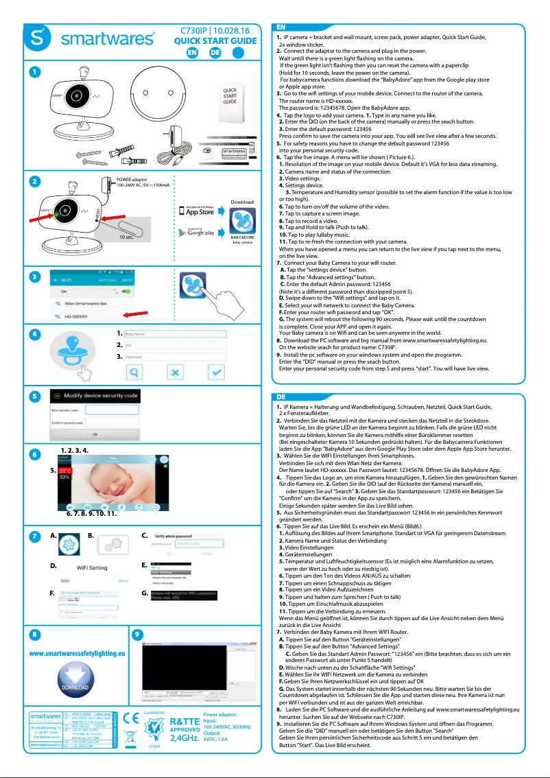 Page 1 de la notice Manuel utilisateur Smartwares C730IP