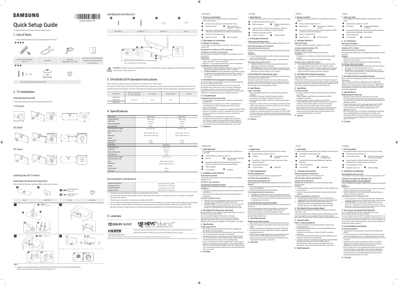 Page 1 de la notice Manuel utilisateur Samsung HG43ET670UX