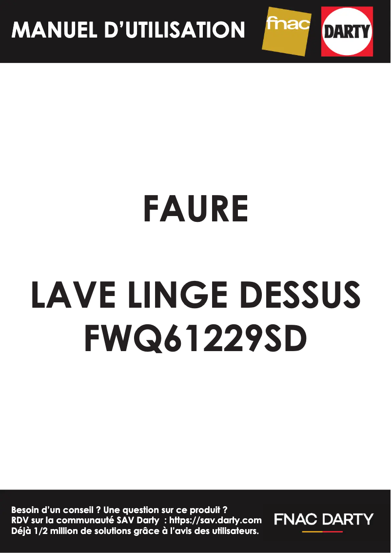 Page 1 de la notice Manuel utilisateur Faure FWQ61229SD