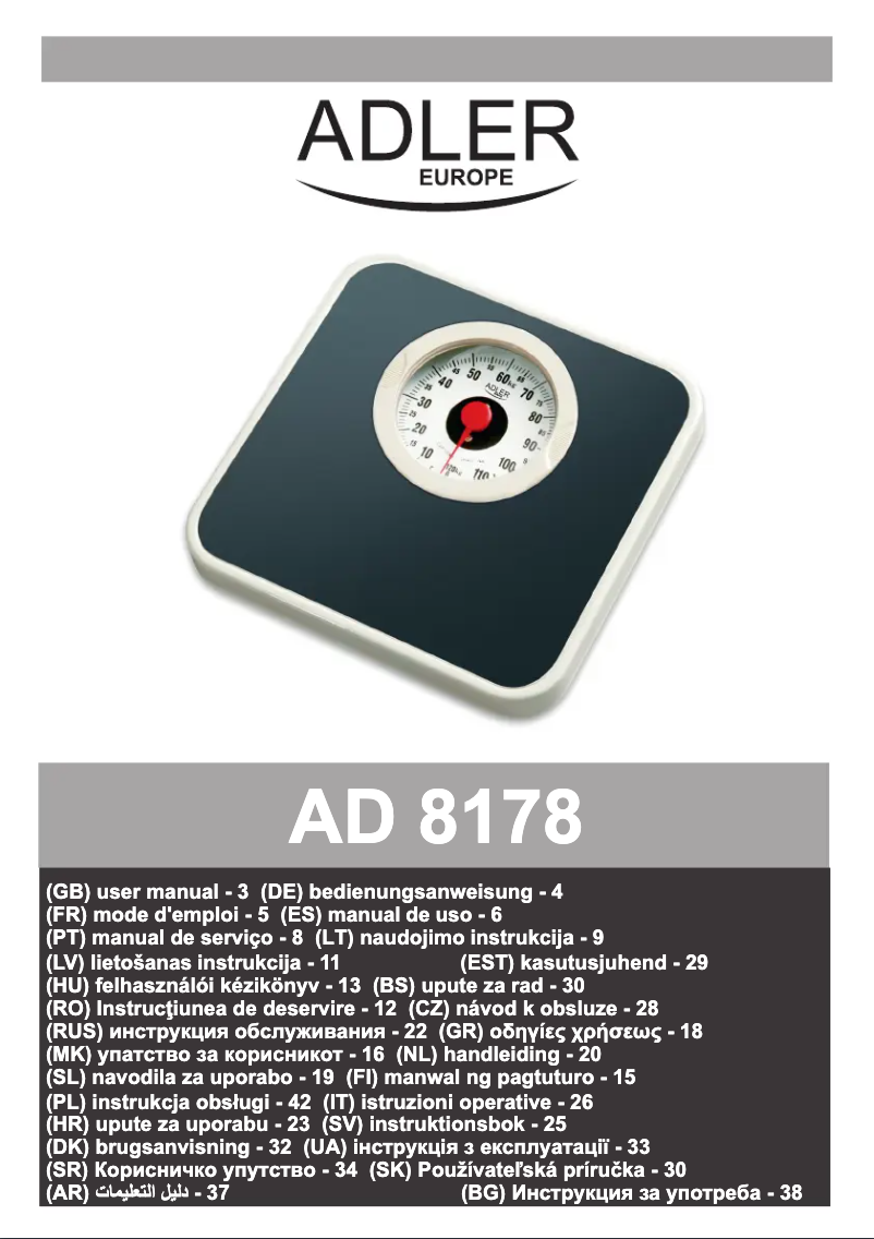 Image de la première page du manuel de l'appareil AD 8178