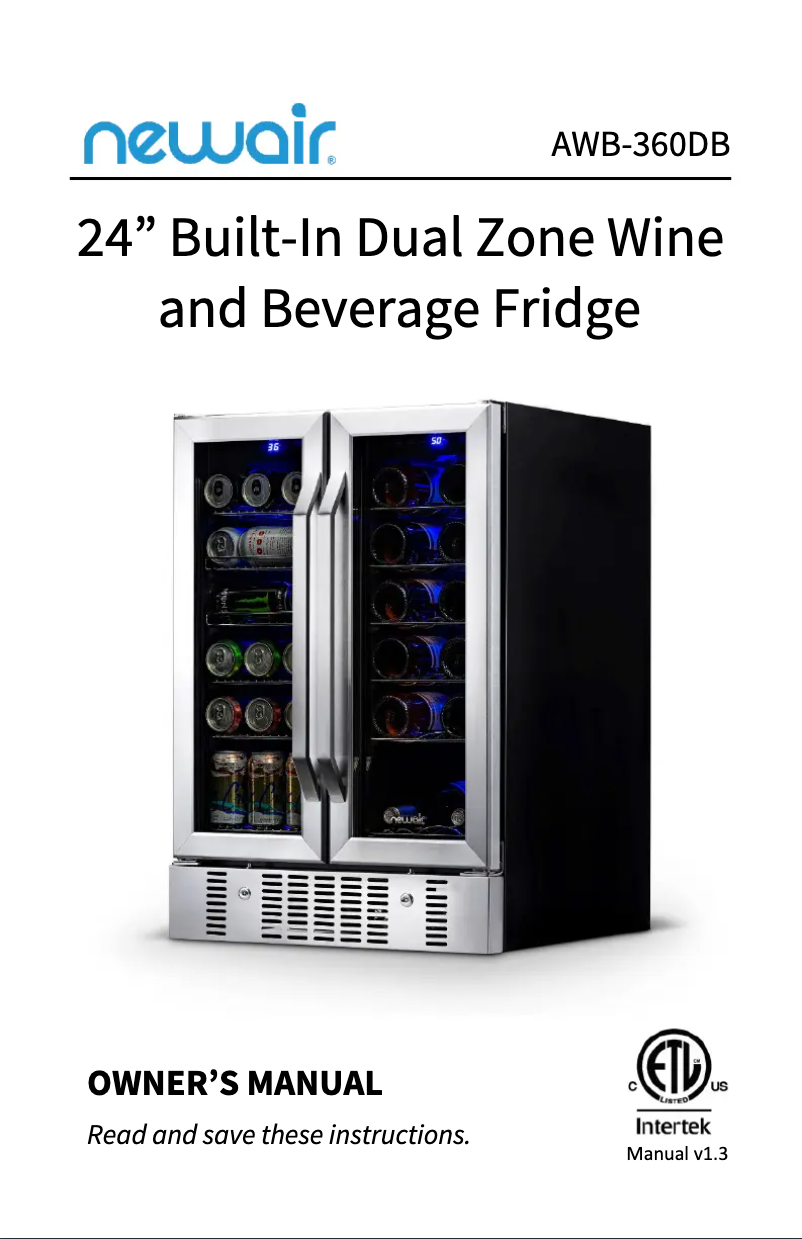 Page 1 de la notice Manuel utilisateur NewAir NADZBFSV000