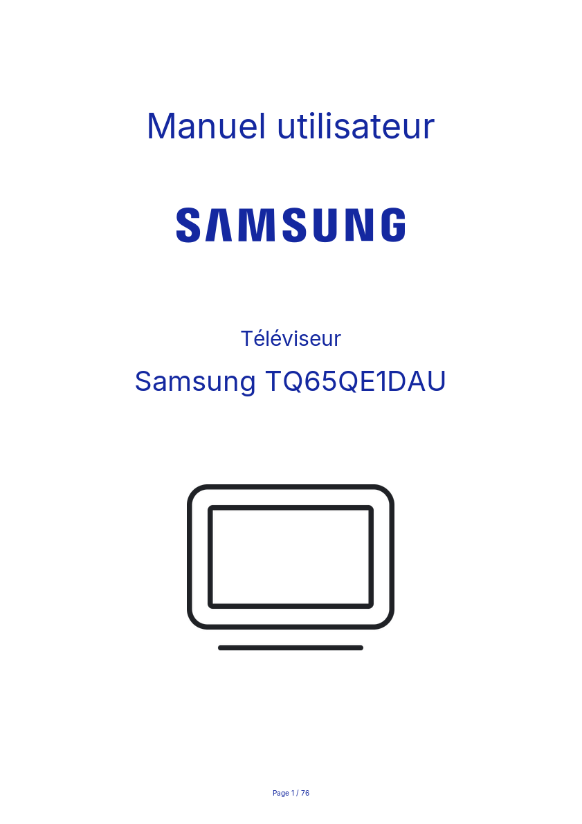 Page n°1 - Manuel utilisateur Samsung TQ65QE1DAU