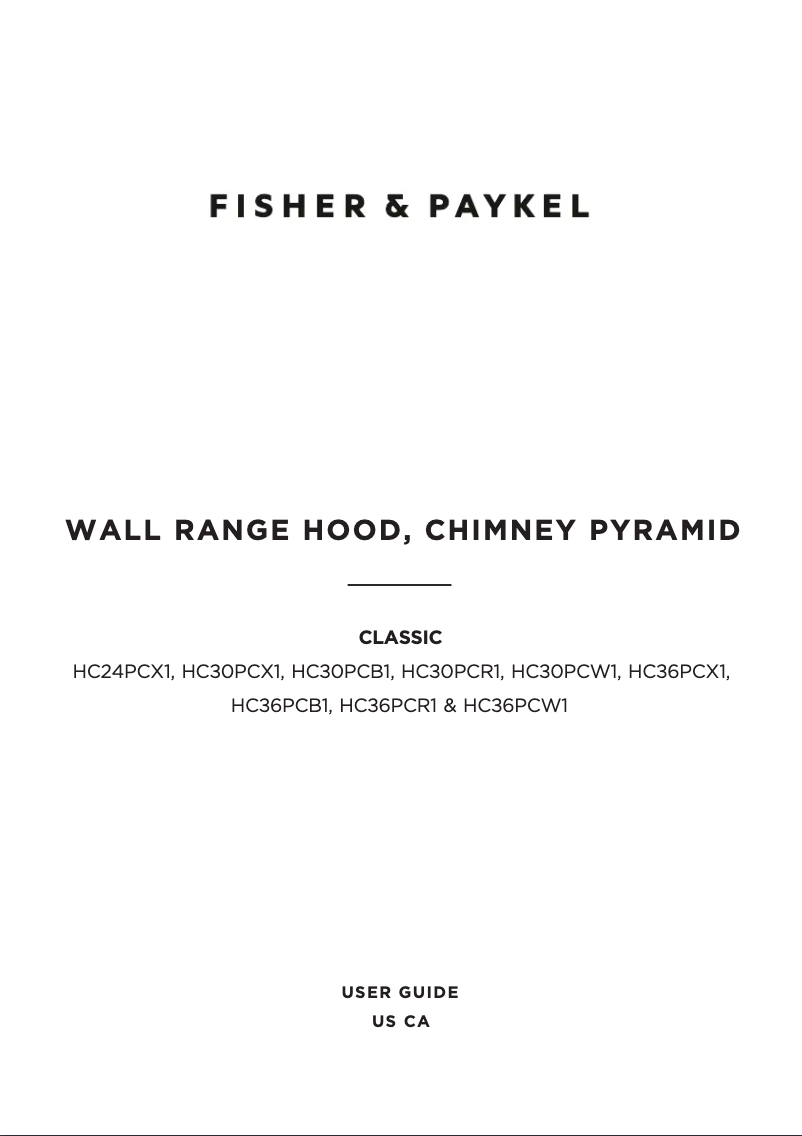 Page n°1 - Manuel utilisateur Fisher & Paykel HC30PCX1