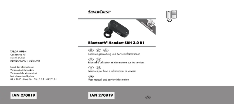 Page 1 de la notice Manuel utilisateur SilverCrest SBH 3.0 A1