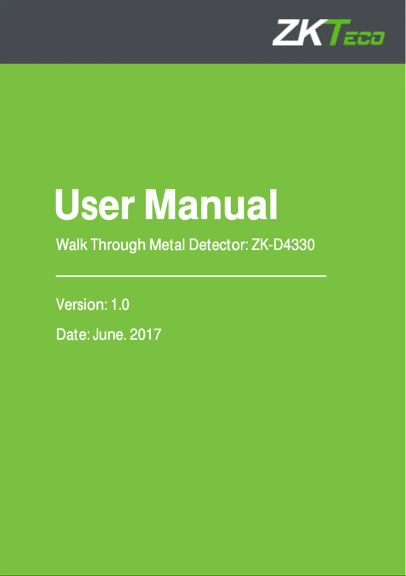 Page n°1 - Manuel utilisateur ZKTeco ZK-D4330