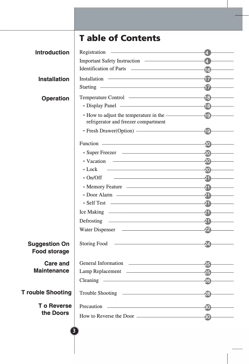 Page 1 de la notice Manuel utilisateur LG GR4193EWD
