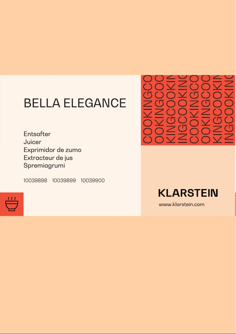 Page n°1 - Manuel utilisateur Klarstein Bella Elegance