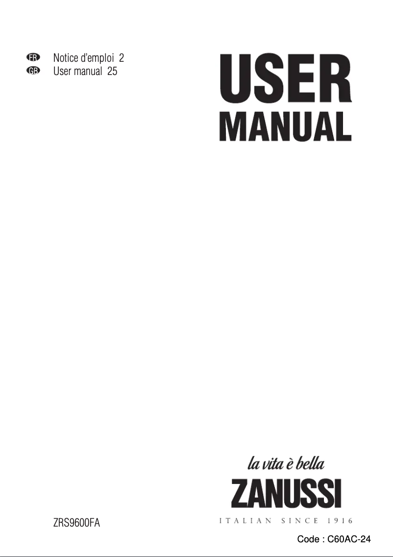 Página 1 del manual Manual de usuario Zanussi ZRS9600FA