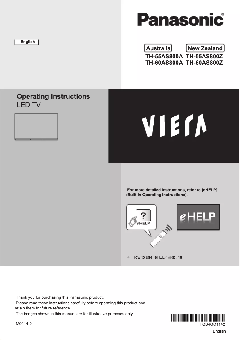 Imagen de la primera página del manual del dispositivo TH-60AS800Z