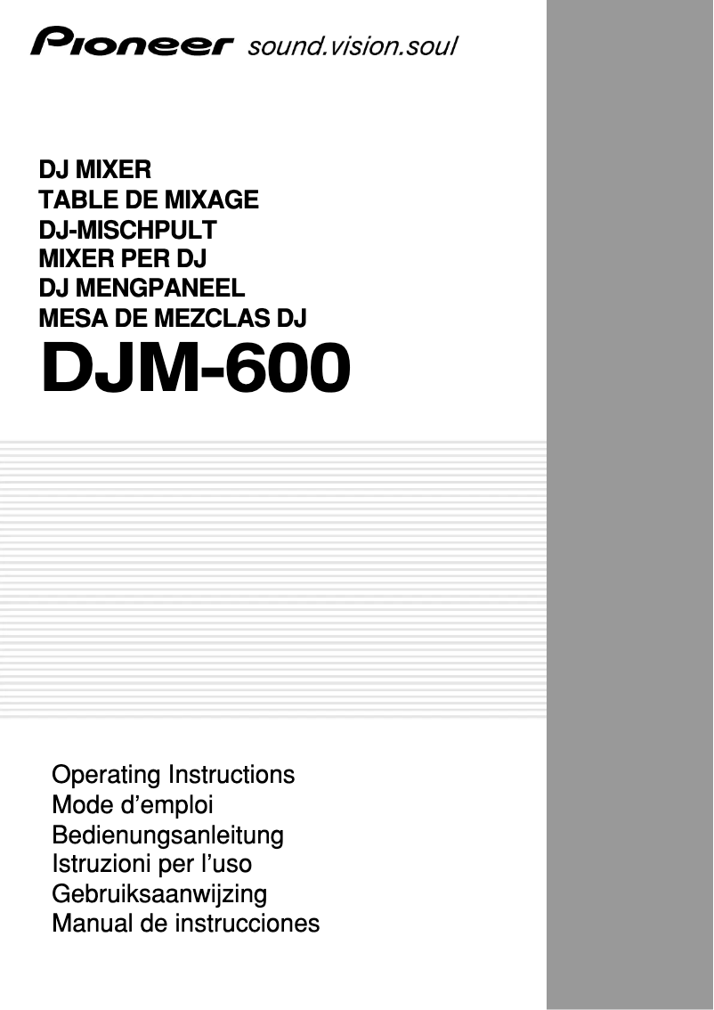 Page n°1 - Manuel utilisateur Pioneer DJM-600