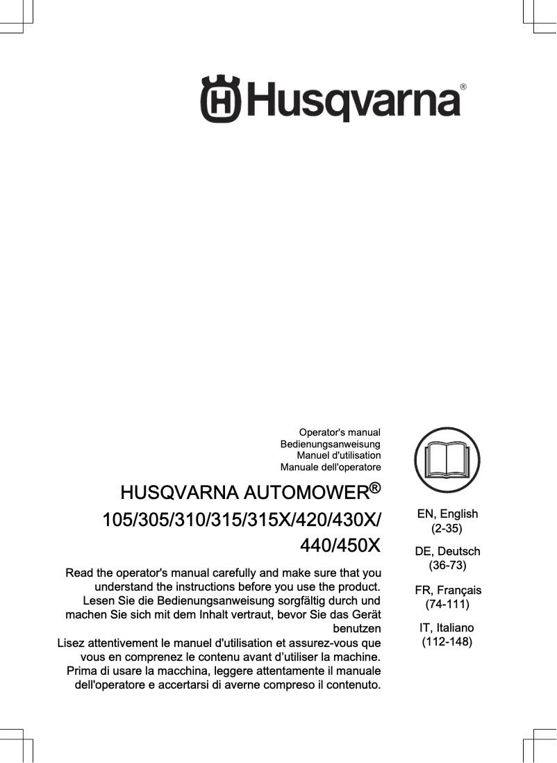 Page n°1 - Manuel utilisateur Husqvarna Automower 305