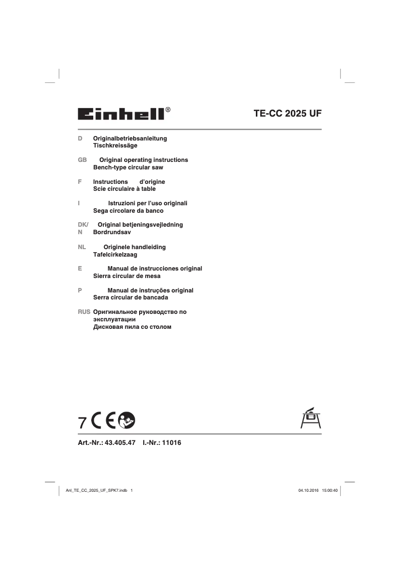 Image de la première page du manuel de l'appareil TE-CC 2025 UF