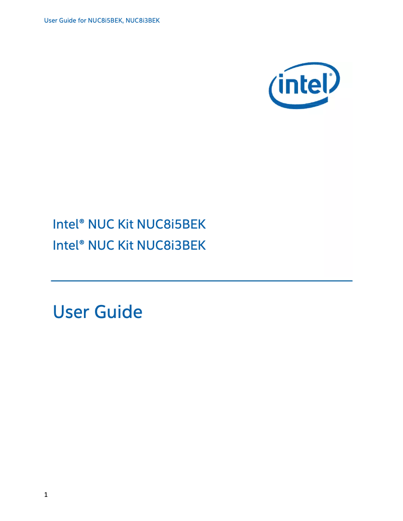 Page 1 de la notice Manuel utilisateur Intel NUC8i5BEK