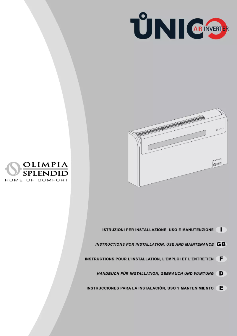 Page 1 de la notice Manuel utilisateur Olimpia Splendid Unico Air Inverter Recessed