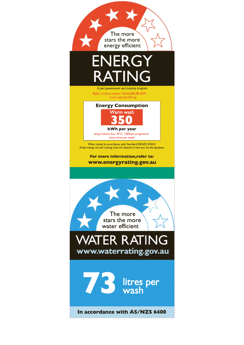 Page 1 de la notice Label énergétique Beko BFL8510W